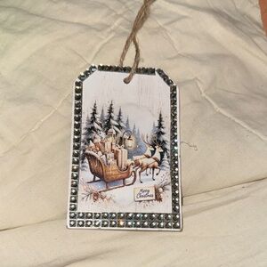 Festive Christmas Ornament with Sleigh Design NEW CUSTOM one of a kind